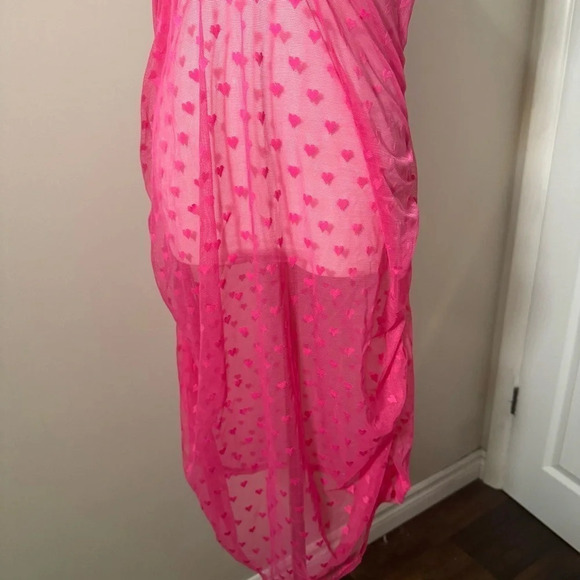 Dreamgirl  heart print underwire sheer slip dress 3X coquette Barbie - Picture 4 of 6